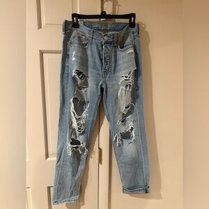 American Eagle Outfitters Light Blue Distressed Boyfriend Jeans